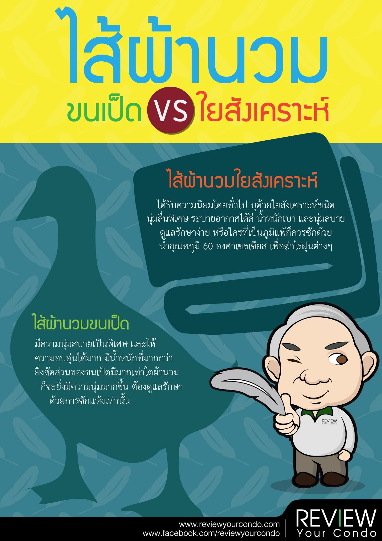 ไส้ผ้านวม ขนเป็ด VS ใยสังเคราะห์