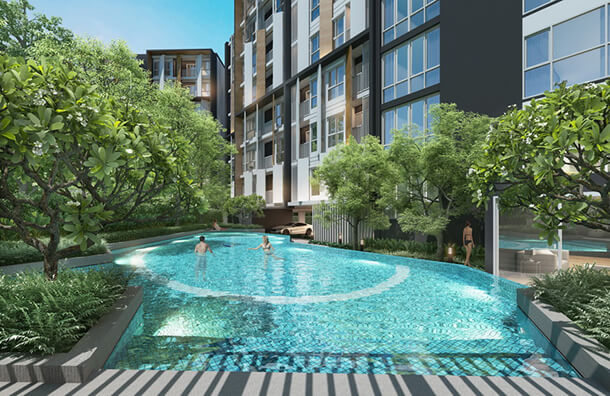 สระว่ายน้ำส่วนกลาง คอนโด บางแสน "The Centro Condo Bangsaen" 